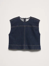 Top-Stitched Denim Top