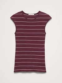 Ribbed Cap-Sleeve T-Shirt
