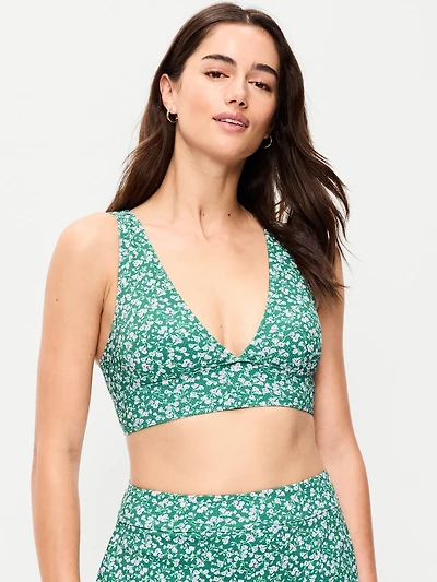 Pique Longline Bikini Swim Top