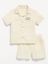 Short-Sleeve Textured Shirt and Shorts Set for Toddler Boys