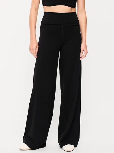 High-Waisted PowerChill Fold-Over Wide-Leg Pants
