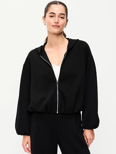 Bounce Fleece Bubble-Hem Hoodie Sweatshirt