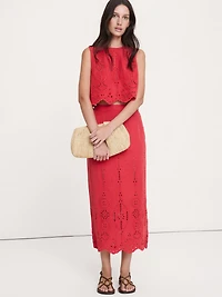Tencel™-Linen Eyelet Maxi Skirt