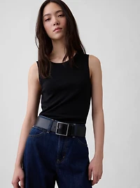 Leather Square-Buckle Belt