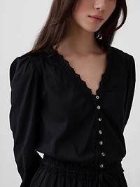 Lace-Trim Mini Dress