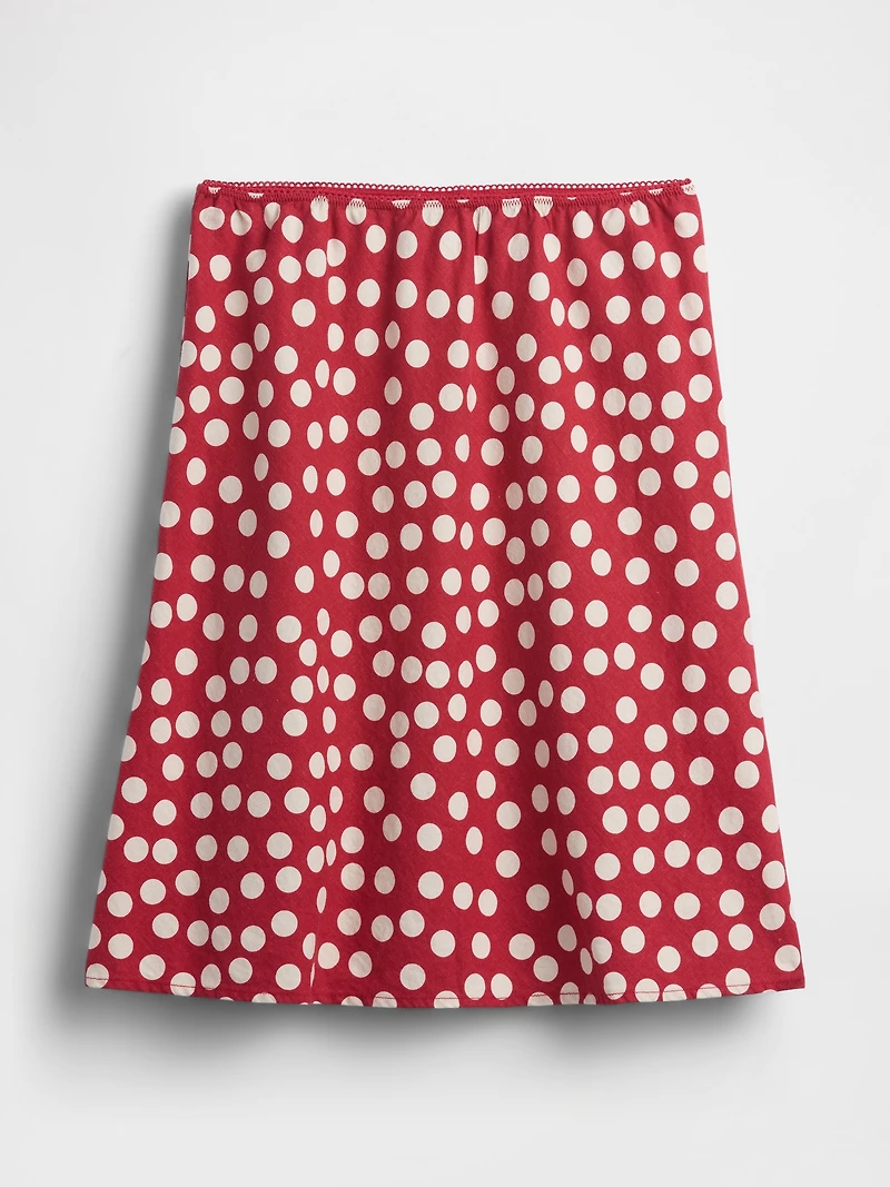 Linen-Blend Dotted Skirt
