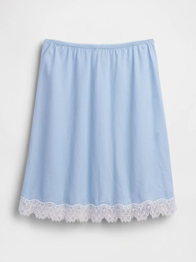 Linen-Blend Lace-Trim Skirt