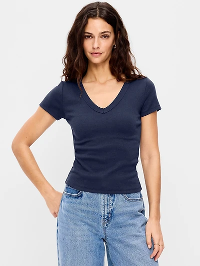 Snug V-Neck Crop T-Shirt
