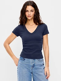 Snug V-Neck Crop T-Shirt