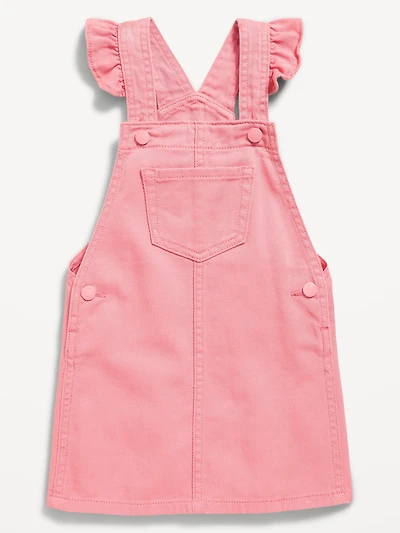 Ruffle-Trim Twill Skirtall Dress for Toddler Girls