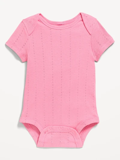 Short-Sleeve Pointelle-Knit Bodysuit for Baby