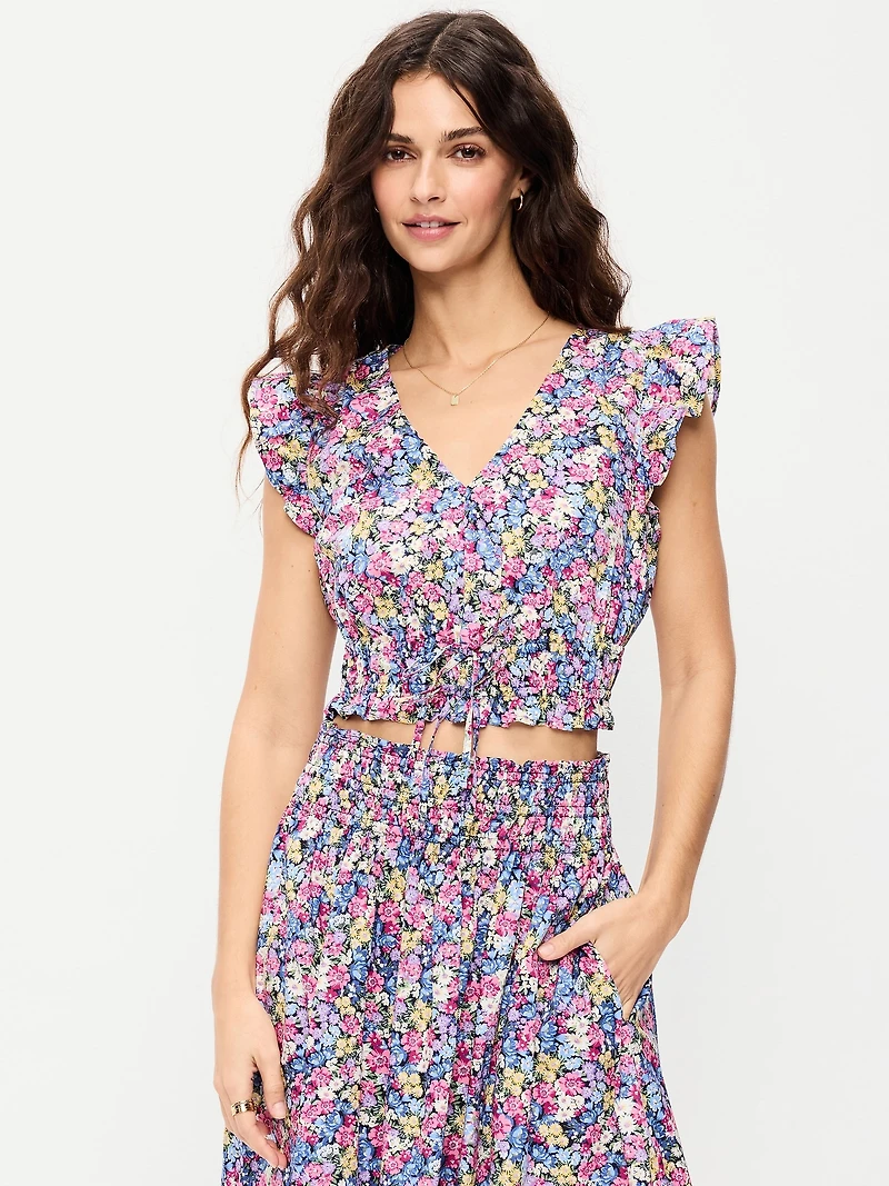 Flutter-Sleeve Poplin Top