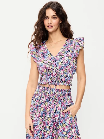 Flutter-Sleeve Poplin Top