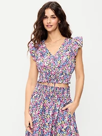 Flutter-Sleeve Poplin Top