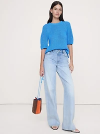 Cotton Puff-Sleeve Sweater