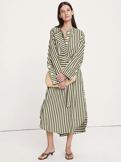 Cotton Poplin Big-Button Shirt Dress