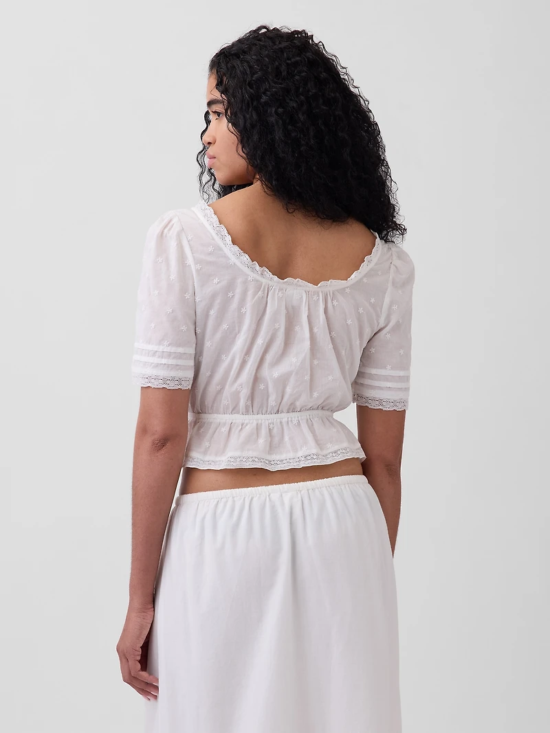 Lace-Trim Peplum Top