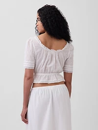 Lace-Trim Peplum Top