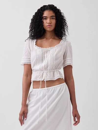 Lace-Trim Peplum Top