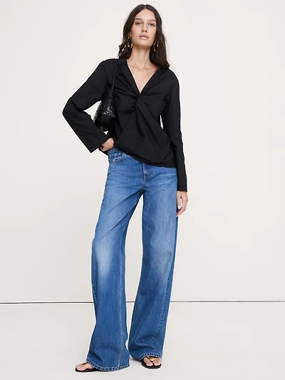 Cotton Poplin Twist-Front Top