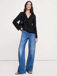 Cotton Poplin Twist-Front Top
