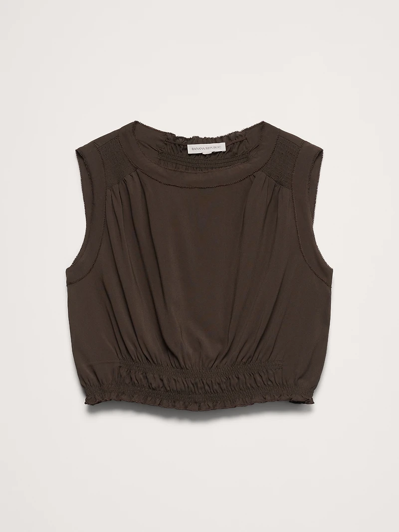Smocked Georgette Cropped Tank