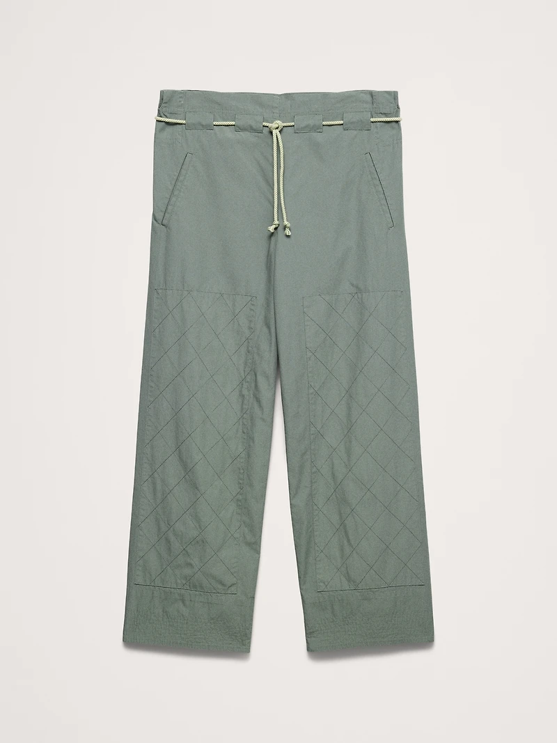 Mid-Rise Cotton Poplin Drawstring Pant