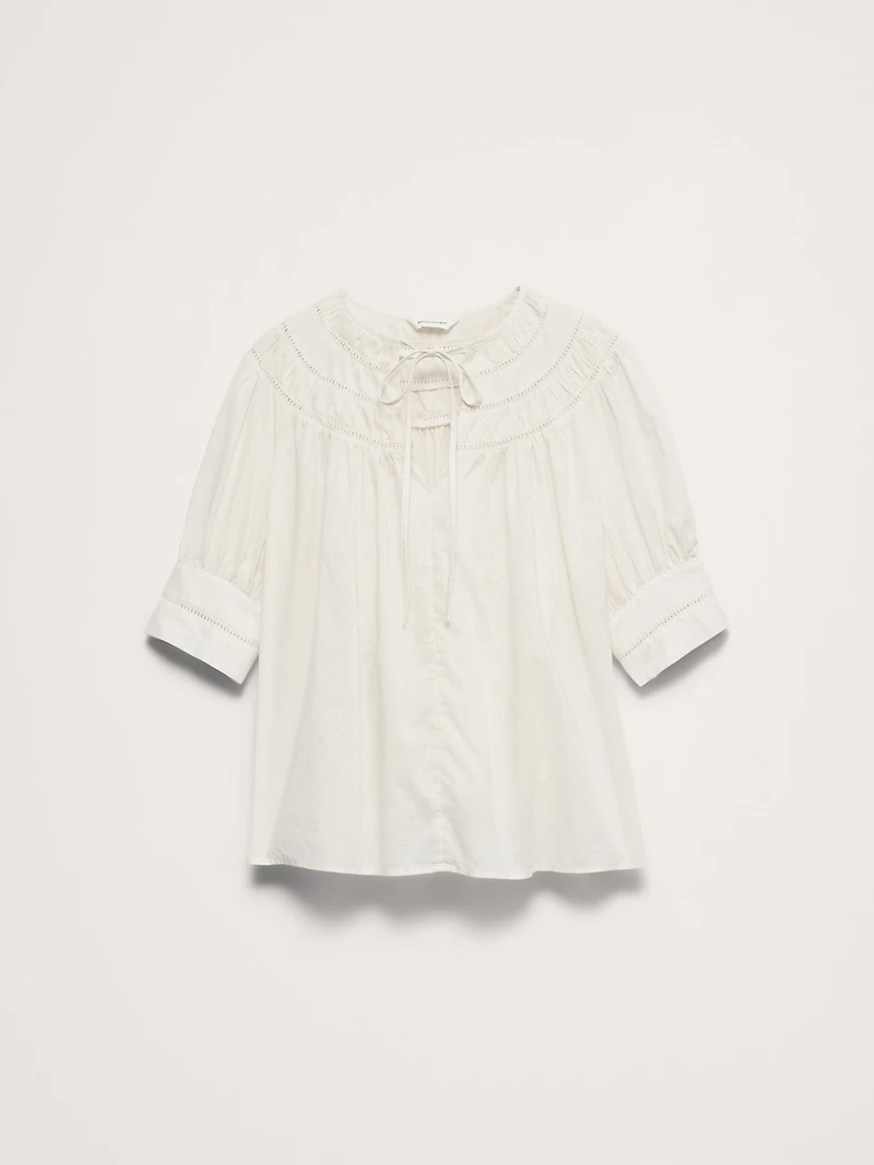 Lightweight Cotton Inset Lace Top