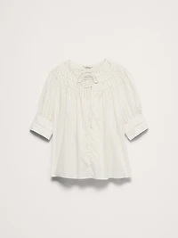 Lightweight Cotton Inset Lace Top