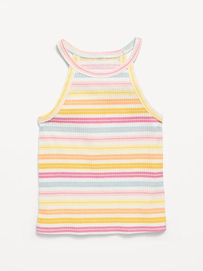 Fitted Ribbed Logo-Graphic Halter Tank Top for Toddler Girls