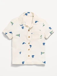 Printed Crinkle Pocket Shirt for Toddler Boys