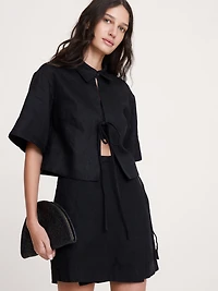 Linen Tie-Front Shirt