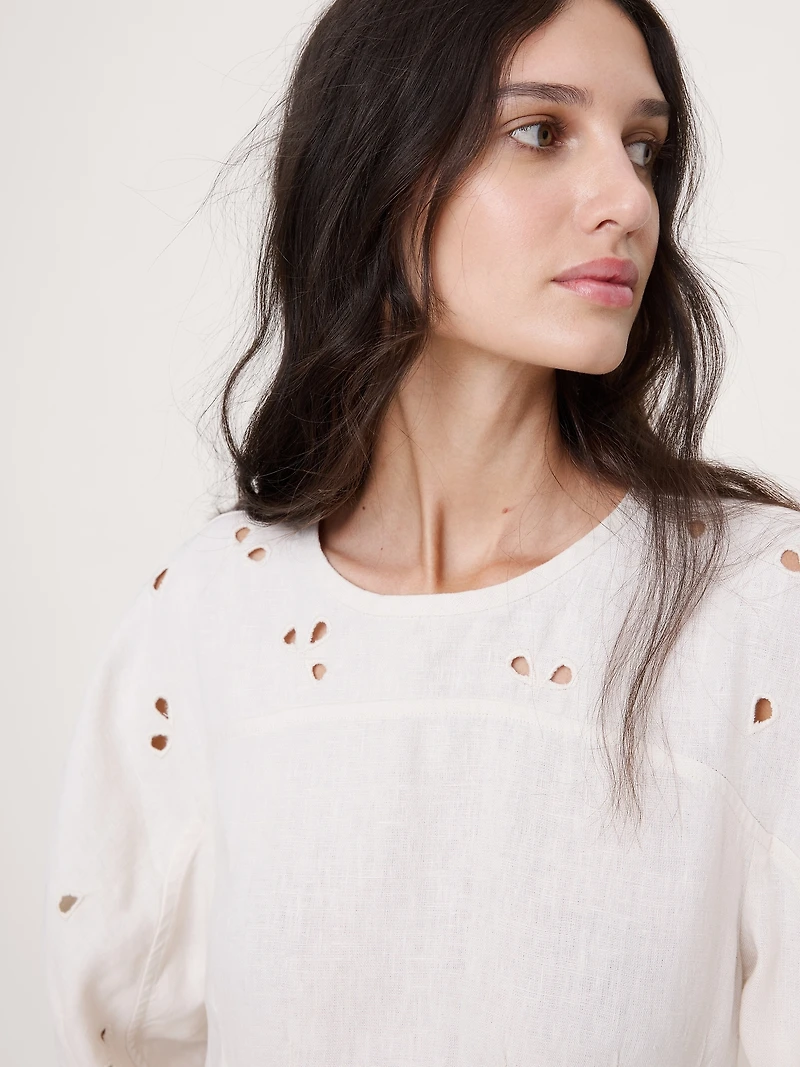 Eyelet Linen Mini Dress