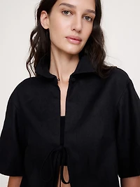 Linen Tie-Front Shirt