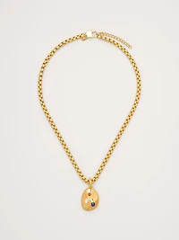 Gem Studed Oval Pendant Necklace