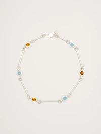Circle Stone Link Necklace