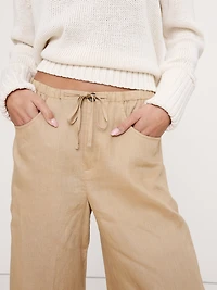 The Studio Wide-Leg Drawstring Pant Linen