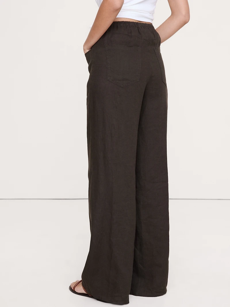 The Studio Wide-Leg Drawstring Pant Linen