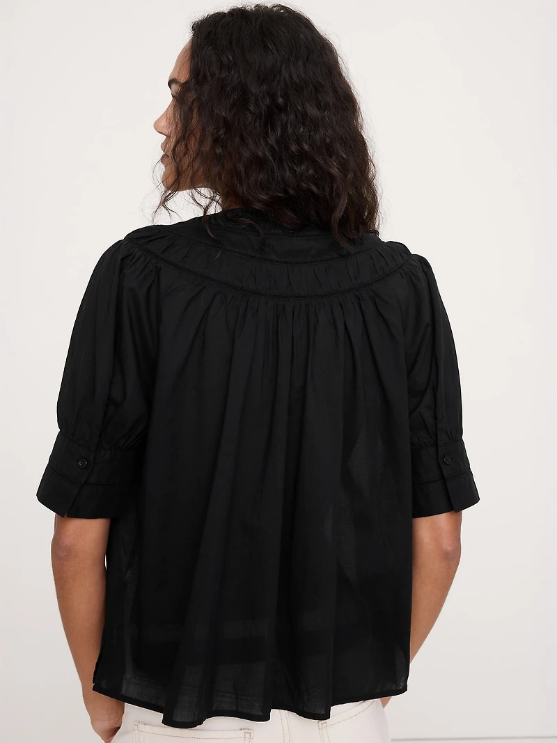 Lightweight Cotton Inset Lace Top