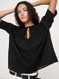 Lightweight Cotton Inset Lace Top