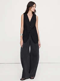 Stretch Linen-Viscose Long Vest