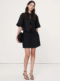 Linen Wrap Mini Skirt