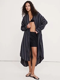 Linen Midi Shirt Dress