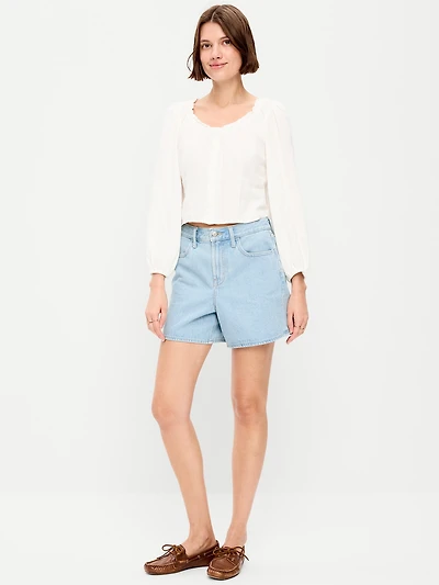 High-Waisted Wow Baggy Jean Shorts -- 5-inch inseam