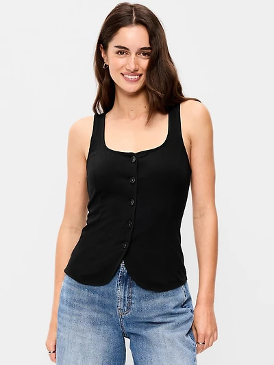 Sleeveless Button-Down Top