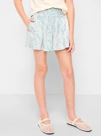 Printed Smocked-Waist Linen-Blend Shorts for Girls
