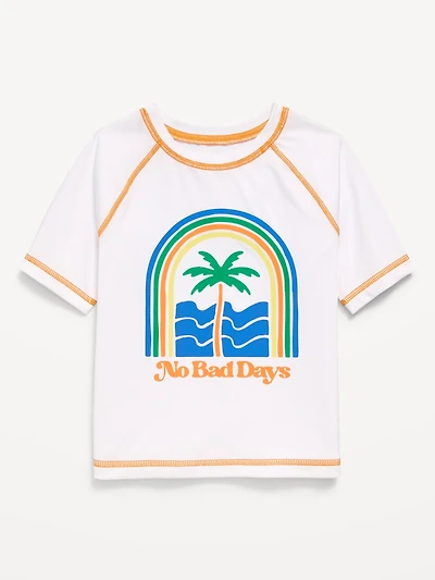 Short-Sleeve Graphic Rashguard Swim Top for Toddler Boys