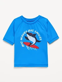 Short-Sleeve Graphic Rashguard Swim Top for Toddler Boys