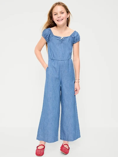 Short-Sleeve Chambray Jumpsuit for Girls