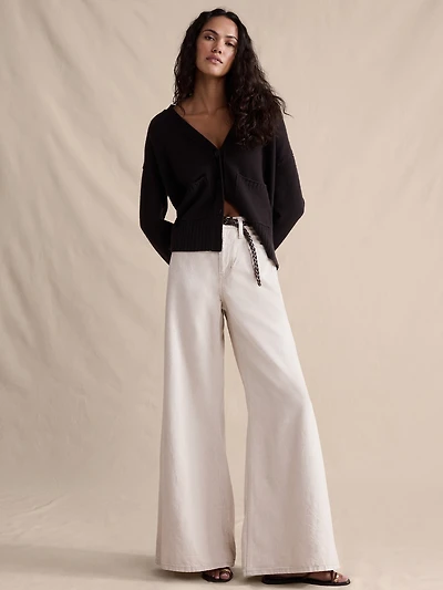 High-Rise Wide-Leg Lightweight Palazzo Jean